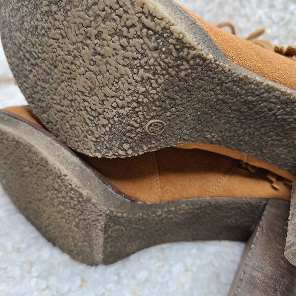 Bucco Maddasyn Fringed Vegan Leather Side Zip Laceup Ankle Boots sz 9 - Picture 5 of 8